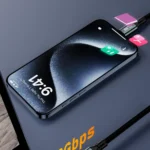 Điện thoại kết nối với laptop qua đầu chuyển đổi Type C thể hiện tốc độ truyền dữ liệu 10Gbps giúp chép file lớn cực nhanh