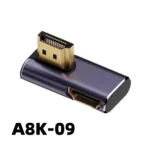 Đầu nối HDMI A8K A8K-09 chữ T bẻ góc giữa mặt trước sang hông