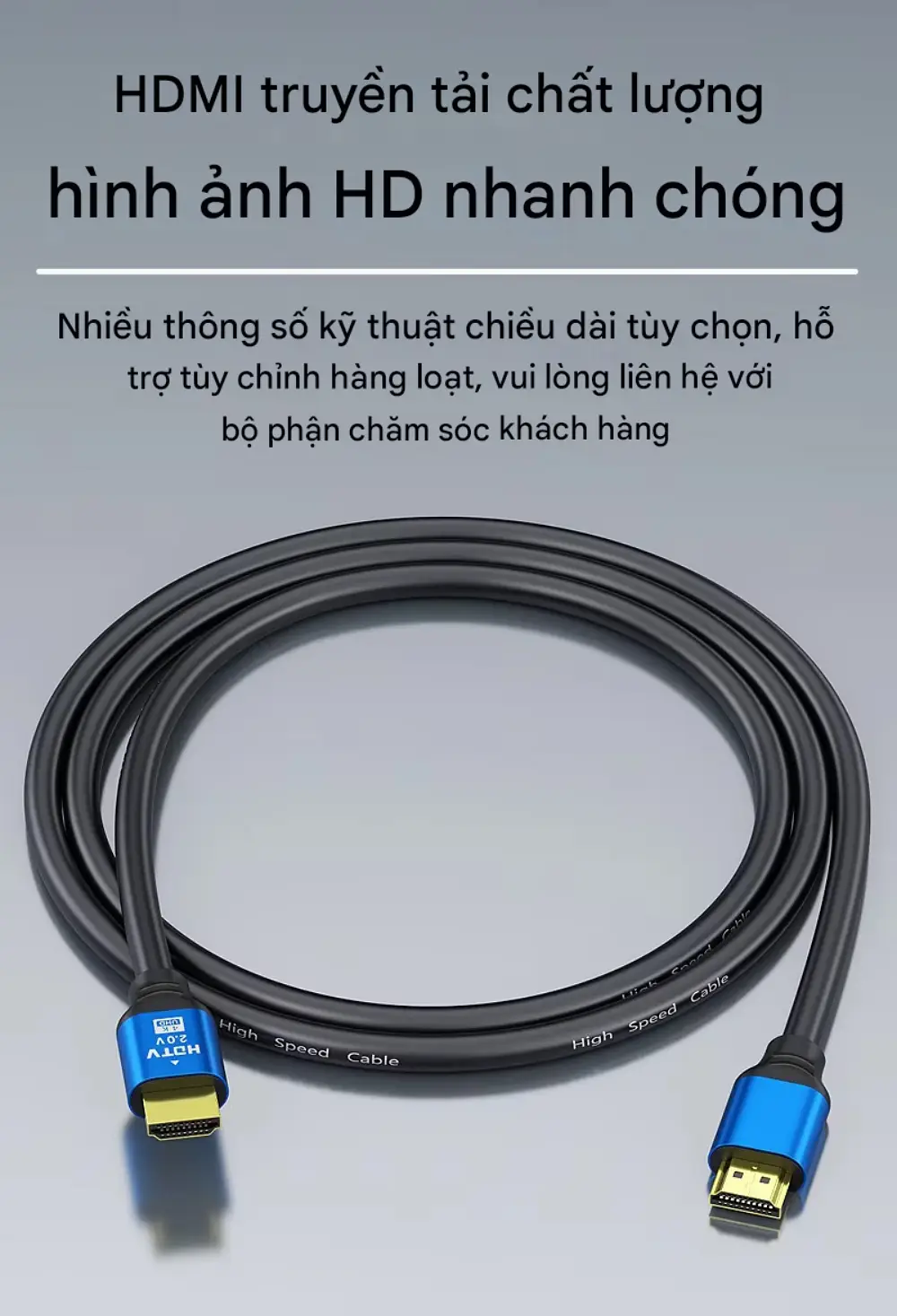 Cận cảnh thực tế đầu cắm cáp HDMI HD20B-P mạ vàng và nắp bảo vệ