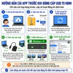 Hướng dẫn 6 bước cài đặt ứng dụng (driver) cho cáp chuyển đổi USB sang HDMI cực kỳ đơn giản. Đảm bảo cáp hoạt động ổn định trên máy tính Windows.