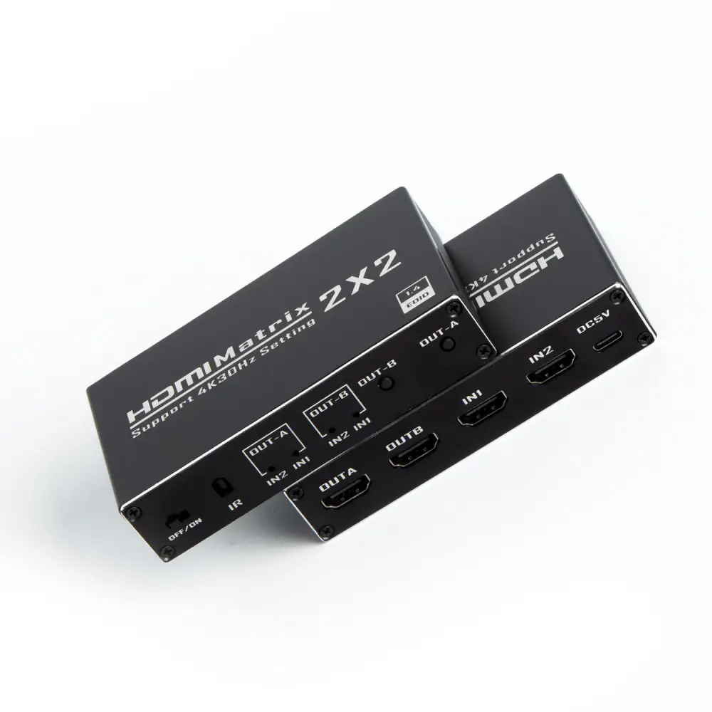 Tổng thể thiết kế vỏ kim loại bộ ma trận HDMI Matrix 2x2 hỗ trợ 4K 30Hz