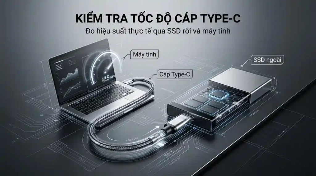 Cach kiem tra toc do cap Type C bang SSD ngoai