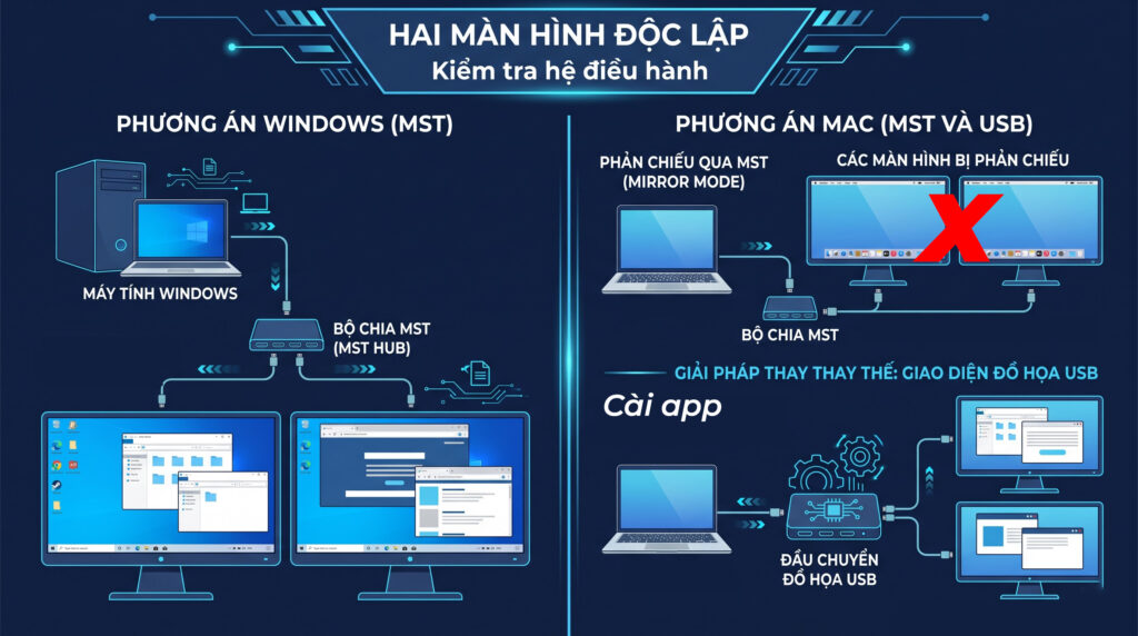 Minh họa khác biệt MST trên Windows và macOS.