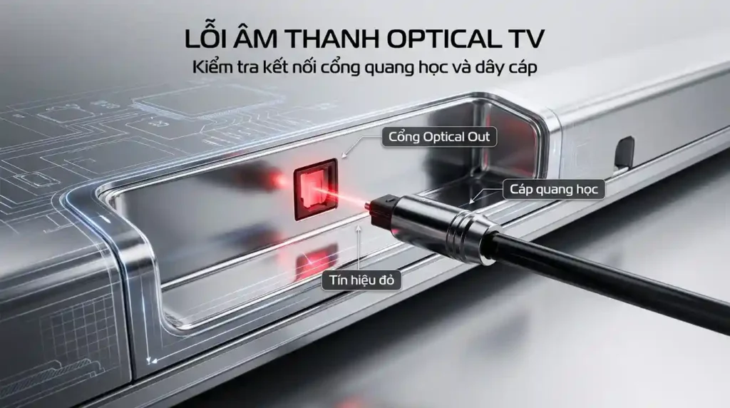 TV không tiếng qua ARC hoặc Optical: cách kiểm tra từng bước 3 Kiem tra cong Optical khi TV khong co tieng