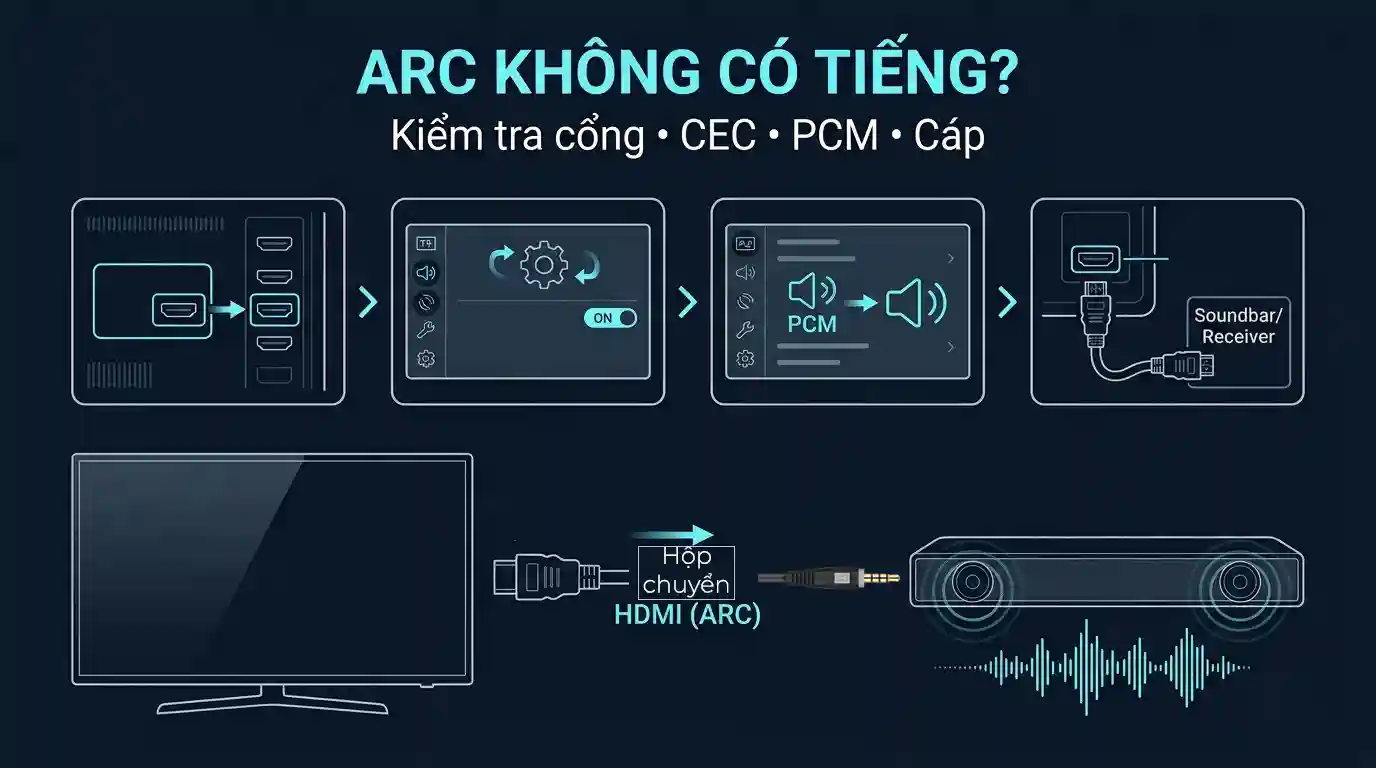 HDMI eARC không passthrough và checklist kiểm tra cổng âm thanh