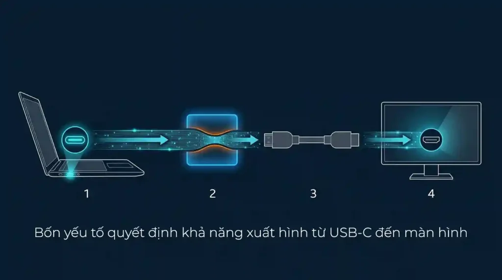 Bốn yếu tố quyết định khả năng xuất hình từ USB-C đến màn hình