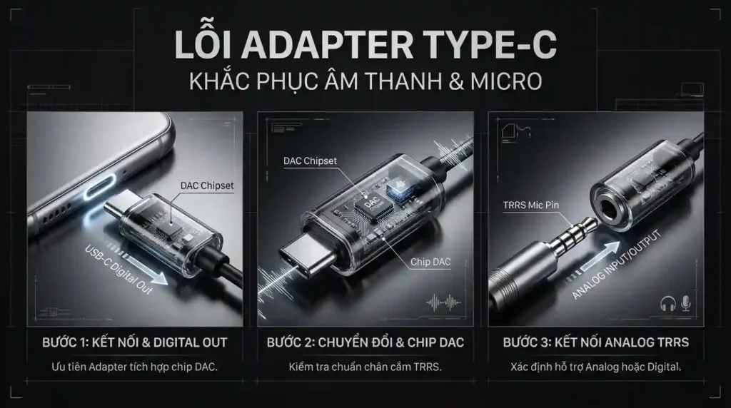 Lỗi adapter type-c Các bước khắc phục âm thanh và micro