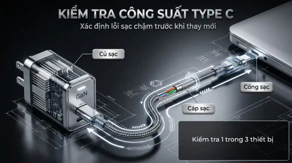 Sạc Type C không đủ công suất: kiểm tra gì trước khi đổi củ sạc? 1 Sac Type C khong du cong suat kiem tra gi truoc khi doi cu sac