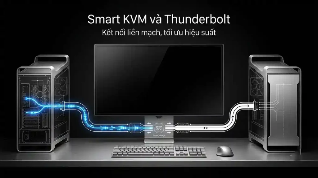  Smart KVM và Thunderbolt cho hai máy dùng chung màn hình bàn phím chuột