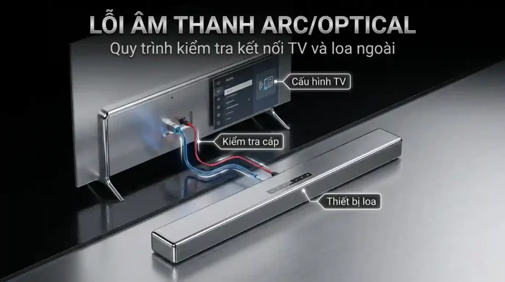 TV không tiếng qua ARC hoặc Optical: cách kiểm tra từng bước 1 TV khong tieng qua ARC hoac Optical