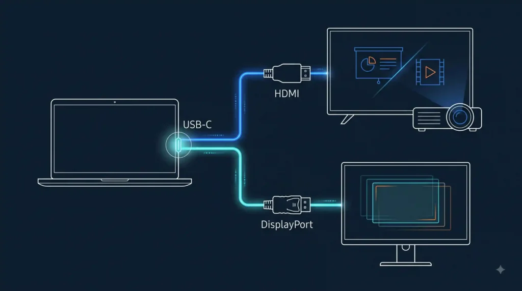 So sánh kết nối Type C sang HDMI và Type C sang DisplayPort