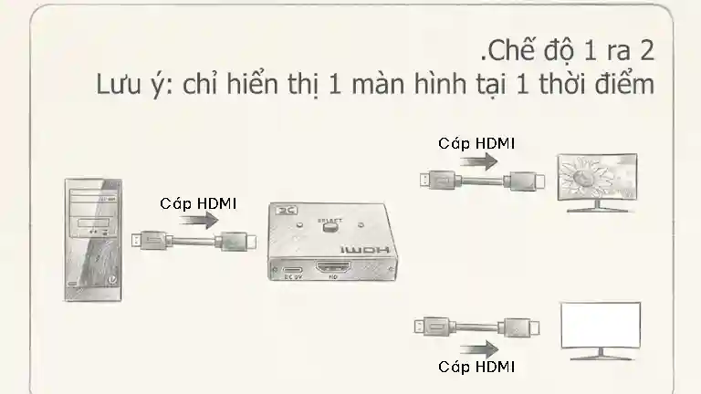 Hướng dẫn sử dụng OZQ8AB4-HDM701 – chuyển mạch HDMI 2 chiều – 8K@60Hz, 4K@120Hz, HDMI 2.1 1 che do 1 ra 2