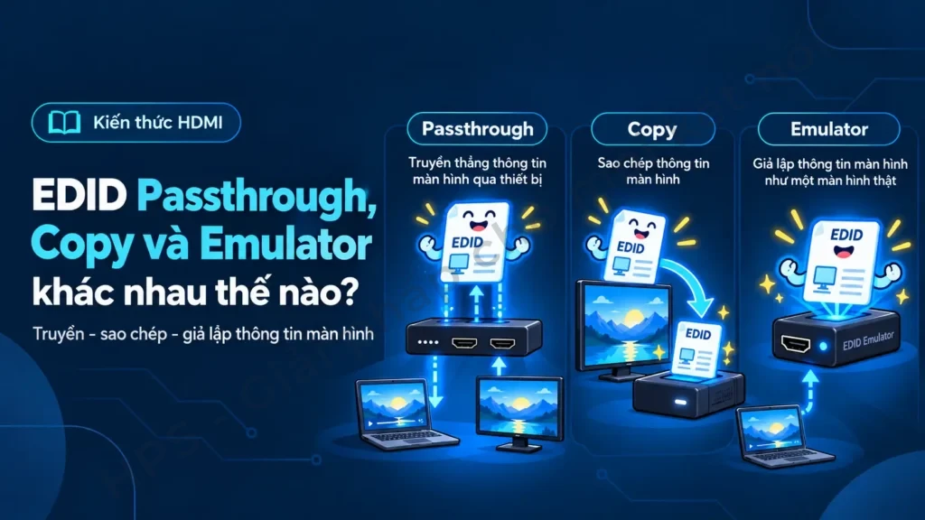 EDID Passthrough, Copy và Emulator khác nhau thế nào? HDCP Handshake là gì và quá trình xác thực HDMI